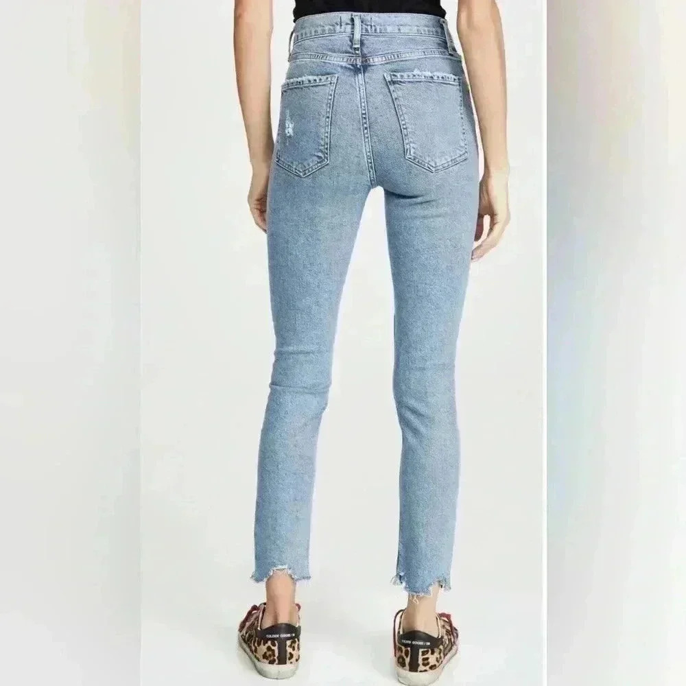 AGOLDE  REVOLVE - Nico High Rise Slim Fit Button Fly Distressed Size 27 - Picture 7 of 14